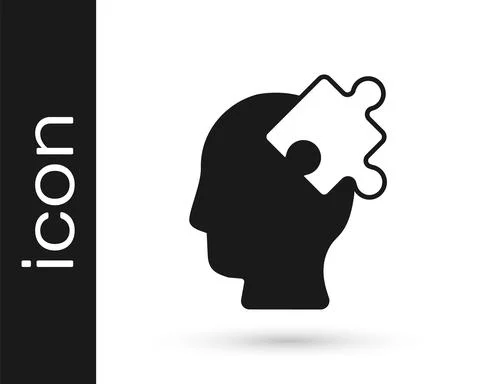 Black Solution to the problem in psychology icon isolated on white background Stock Illustration