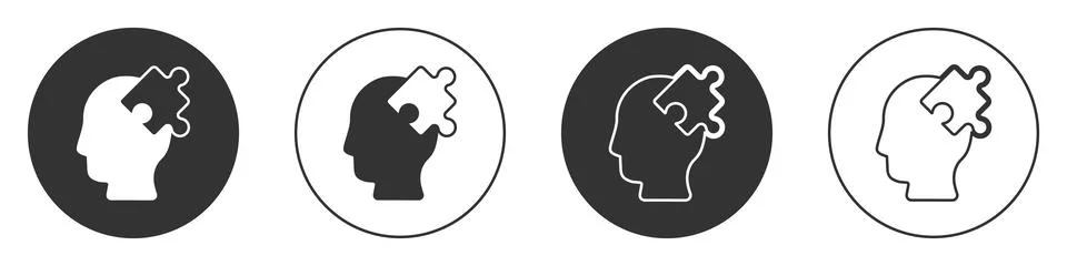 Black Solution to the problem in psychology icon isolated on white background Illustrazione stock