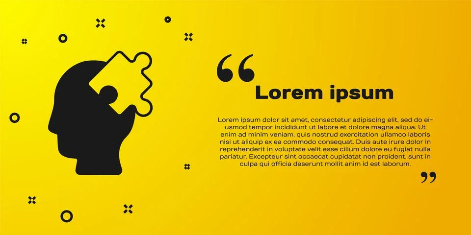 Black Solution to the problem in psychology icon isolated on yellow background Illustrazione stock