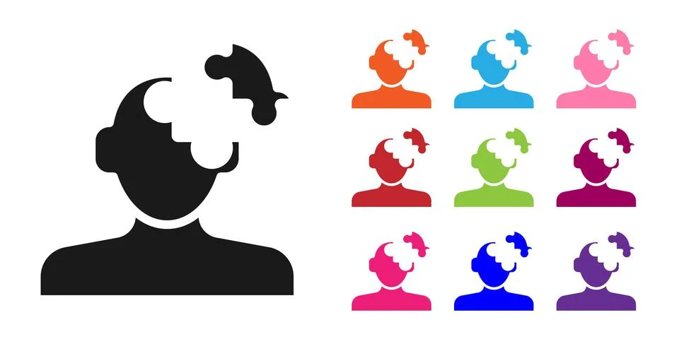 Black Solution to the problem in psychology icon isolated on white background Stock Illustration