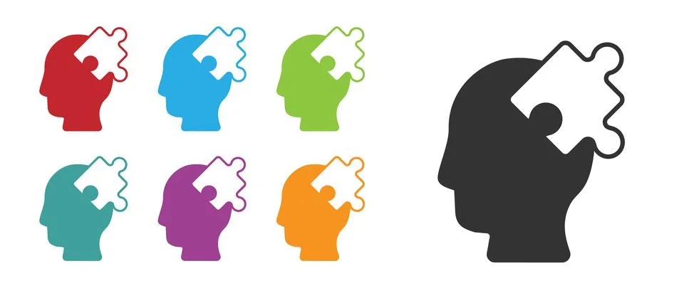 Black Solution to the problem in psychology icon isolated on white background Illustrazione stock