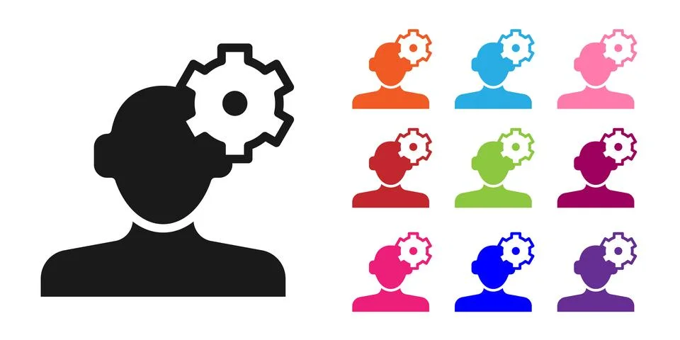 Black Solution to the problem in psychology icon isolated on white background Stock Illustration