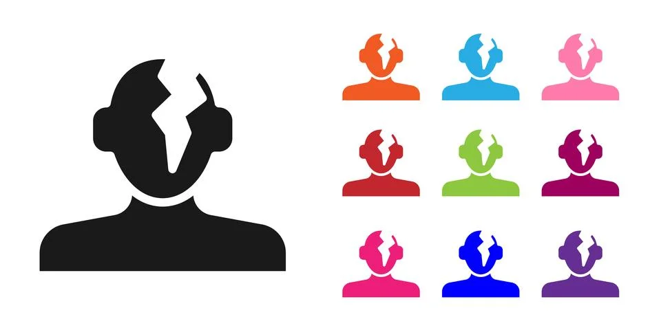 Black Solution to the problem in psychology icon isolated on white background Illustrazione stock