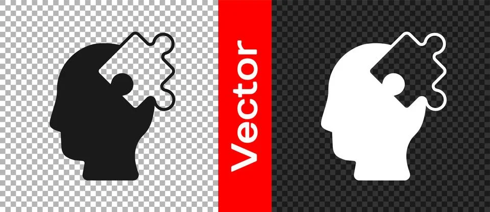 Black Solution to the problem in psychology icon isolated on transparent ba.. Stock Illustration