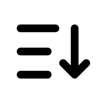Black Sorting List Down Icon Stock Illustration