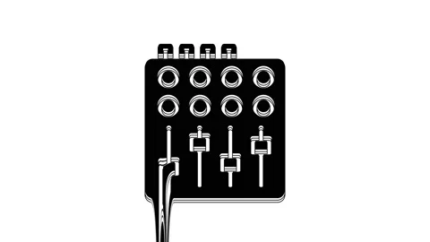 Black Sound mixer controller icon isolated on white background. Dj equipment Stock Footage 233894131