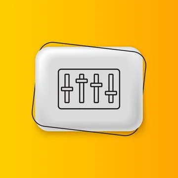 Black Sound mixer controller icon isolated on yellow background. Dj equipme.. 스톡 일러스트
