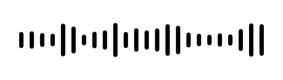 Black sound wave audio frequency signal isolated on white background Stock Illustration