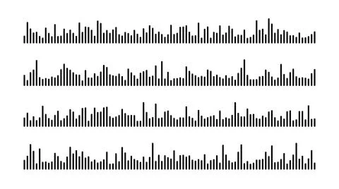 Black sound wave bars set. Music, podcast, audio tracks or voice messages Stock Illustration