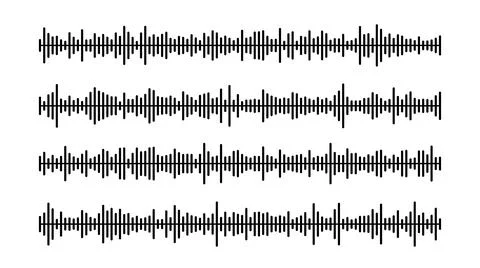 Black sound wave bars set. Music, podcast, audio track samples or voice messages Stock Illustration