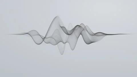 Black sound wave on white background. Blurred amplitude of noise particles .. Video stock 340534024