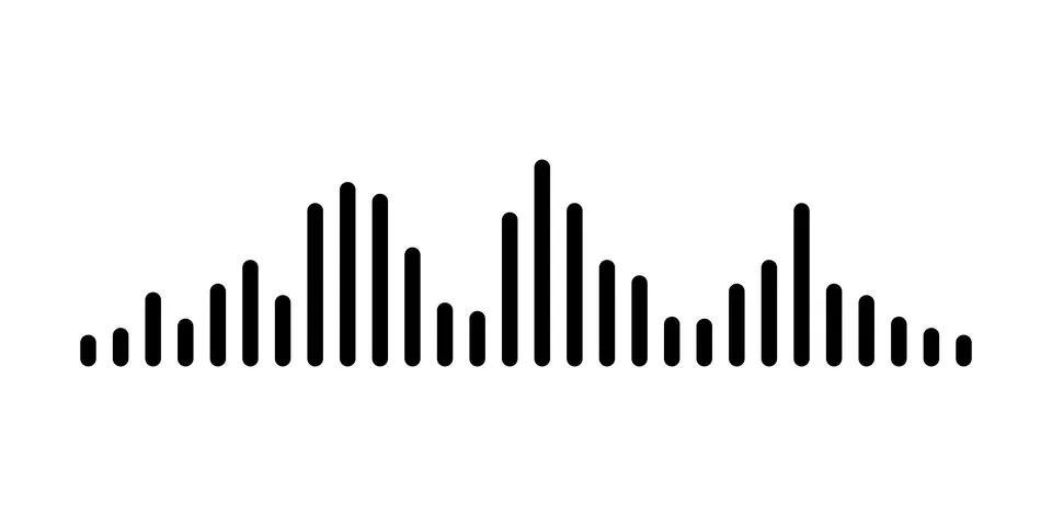 Black sound waves of the equalizer isolated on white background. Vector clipa Stock Illustration