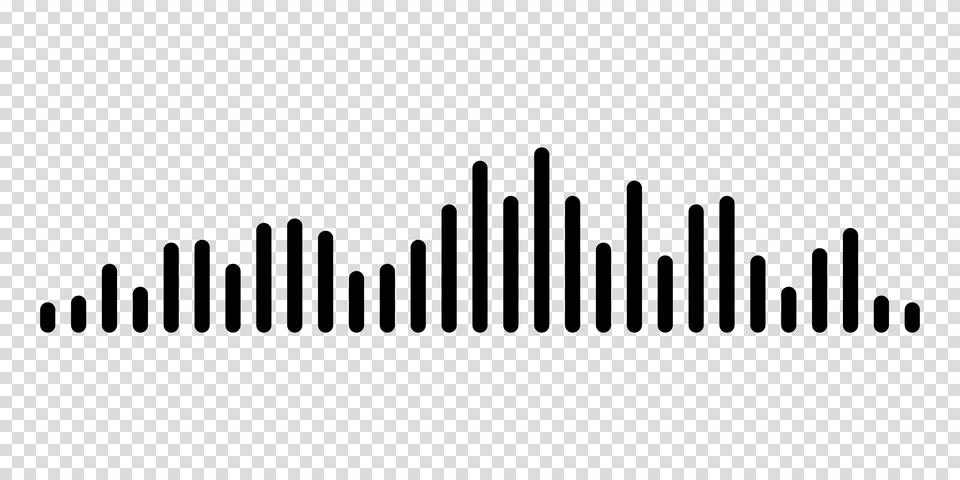 Black sound waves of the equalizer isolated on transparent background. Vector Stock Illustration