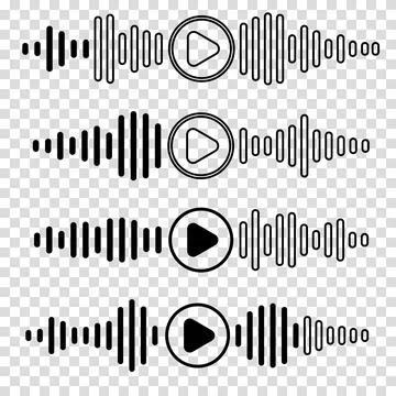 Black sound waves set collection of the equalizer isolated on transparent bac Stock Illustration