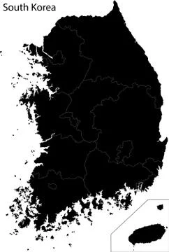 Black South Korea map Stock Illustration