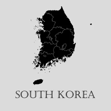Black South Korea map - vector illustration Stock Illustration