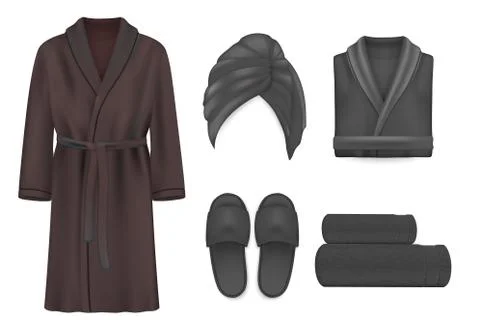 Black spa apparel mockup set, vector isolated illustration Stock Illustration