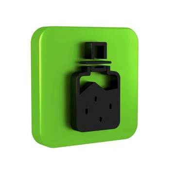 Black Spa salt icon isolated on transparent background. Green square button. Illustrazione stock