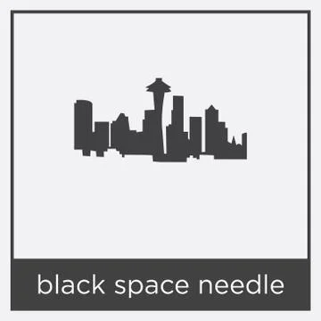 Black space needle icon isolated on white background Illustrazione stock