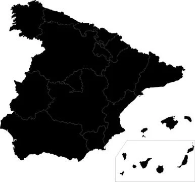 Black Spain map Stock Illustration