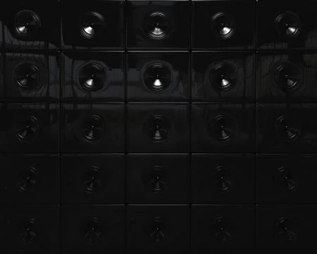 Black speakers. 3d render Stock Illustration