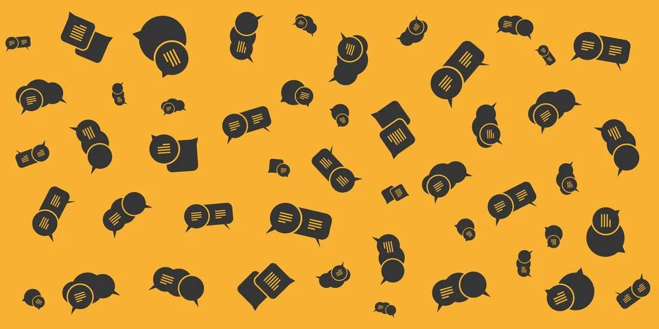 Black Speech and Thought Bubbles, Communication Symbols - Pattern of Variou.. Stock Illustration