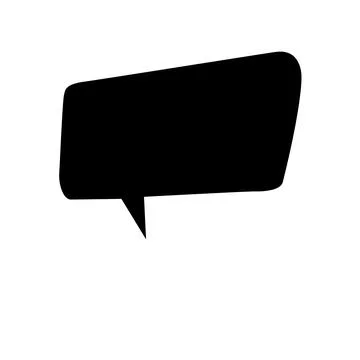 Black speech bubble graphic element is standing out on plain white canvas, flat Stock Illustration