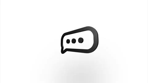 Black speech bubble icon flipping, rotation. Elegant 3d realistic light render Stock Footage 159823744