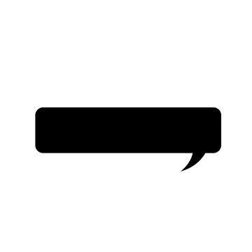 Black speech bubble icon is floating at center on plain white background, Stock Photos