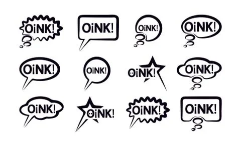 Black speech bubble Icons set wish inscription oink. 스톡 일러스트