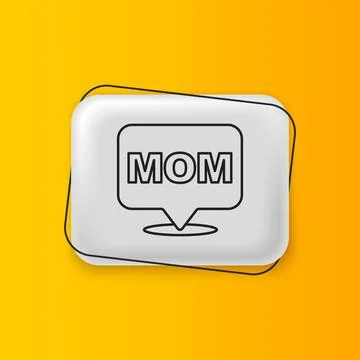 Black Speech bubble mom icon isolated on yellow background. Happy mothers d.. Illustrazione stock