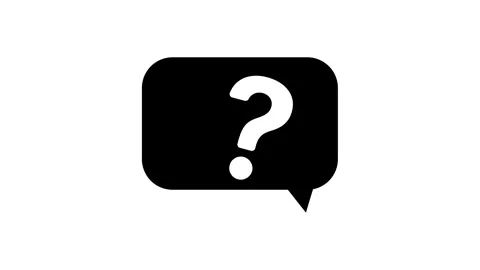 Black speech bubble with a question mark on white background. Stockbeeldmateriaal 297952031