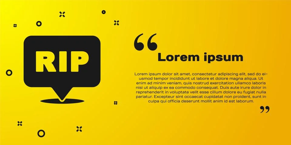 Black Speech bubble rip death icon isolated on yellow background. Vector Stock Illustration