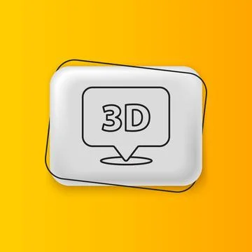 Black Speech bubble with text 3D icon isolated on yellow background. Silver.. Stock Illustration