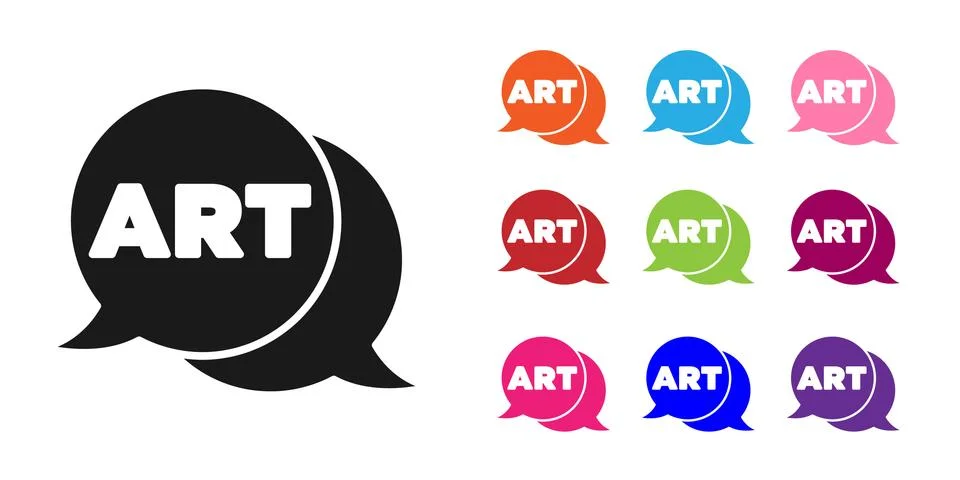Black Speech bubble with text art icon isolated on white background. Message Stock Illustration
