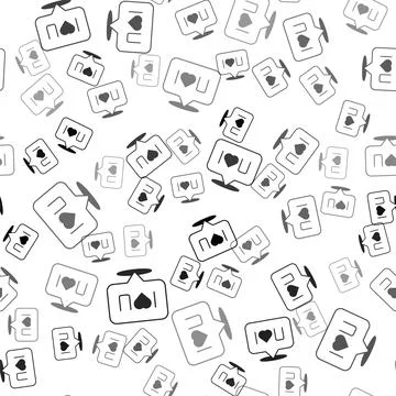 Black Speech bubble with text I love you icon isolated seamless pattern on wh Stock Illustration