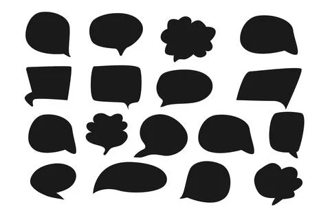Black Speech bubbles in flat style. Cloud textbox hand drawn silhouette set. Stockillustratie