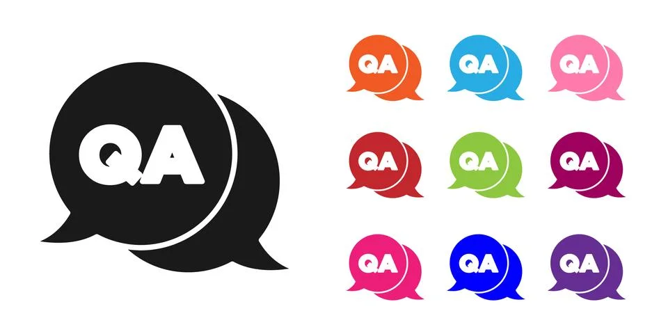 Black Speech bubbles with Question and Answer icon isolated on white background Stock Illustration