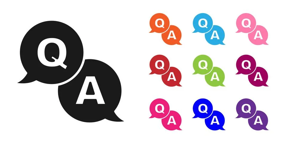 Black Speech bubbles with Question and Answer icon isolated on white background Stock Illustration