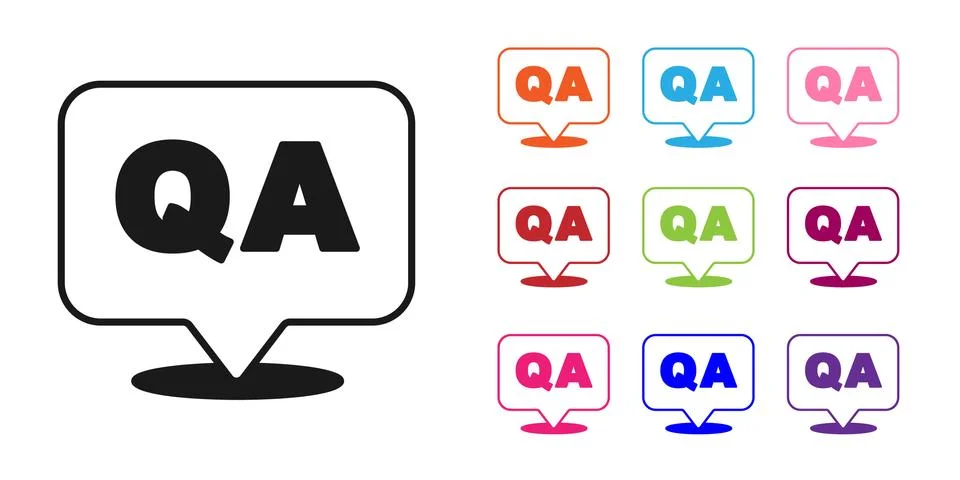 Black Speech bubbles with Question and Answer icon isolated on white background Illustrazione stock