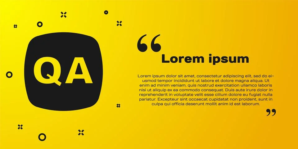 Black Speech bubbles with Question and Answer icon isolated on yellow background Stock Illustration
