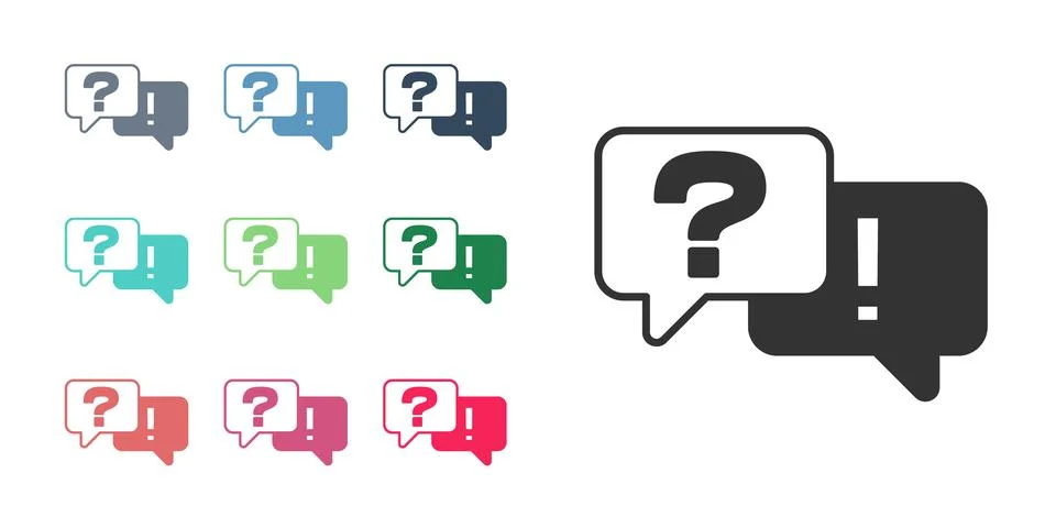 Black Speech bubbles with Question and Answer icon isolated on white background Stock Illustration