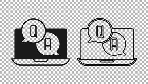 Black Speech bubbles with Question and Answer icon isolated on transparent Stock Illustration