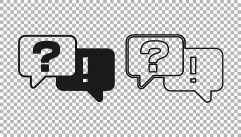 Black Speech bubbles with Question and Answer icon isolated on transparent Illustrazione stock