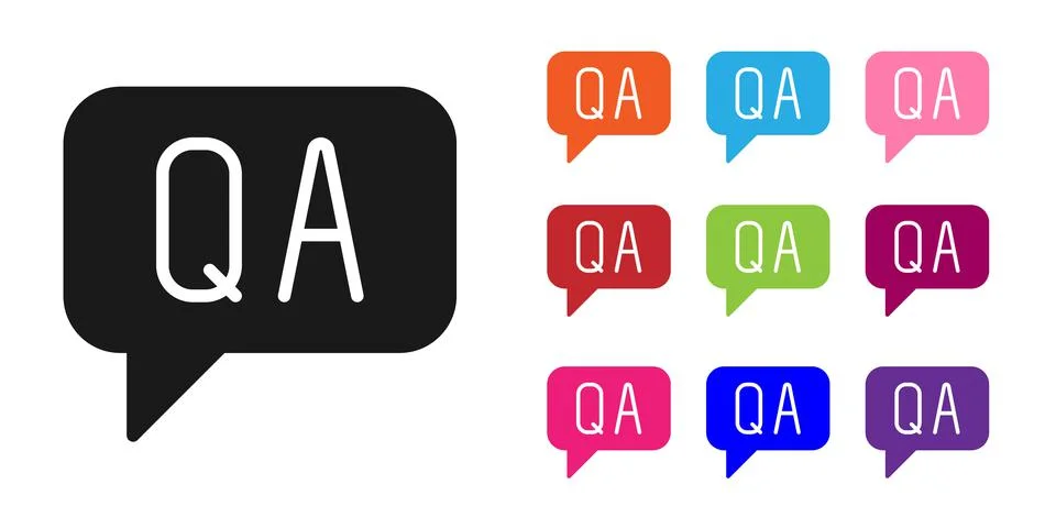 Black Speech bubbles with Question and Answer icon isolated on white background Stock Illustration