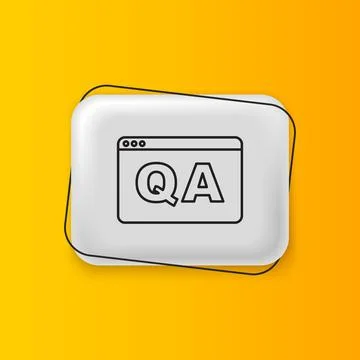 Black Speech bubbles with Question and Answer icon isolated on yellow backg.. Illustrazione stock
