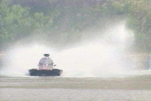 Black Speed Boat Left side of frame with Audio Video stock 98072170