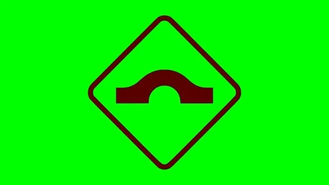Black speed bump traffic sign red flash animation Видео 342830137
