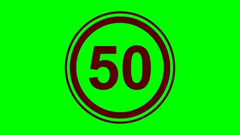 Black speed limit 50 sign red flash animation Stock Footage 342830138