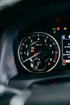 Black speedometer in the car close up Stock Photos